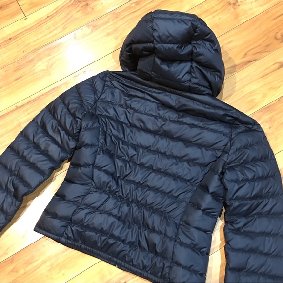 Abercrombie Fitch dark navy blue puffer jacket coat hood cozy warm medium - Picture 10 of 11